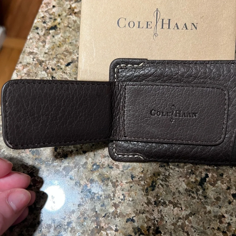 Cole Haan Rich Brown Leather Money Clip